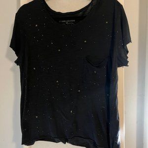 NWT Tyler Jacobs Black "Star" Short Sleeve T Shirt with Gold Studs Size XS/S